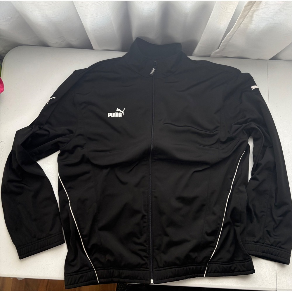 Puma Mens Black Full Zip Track Jacket Embroidered Logo XL 650502